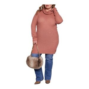 Elegant Cowl Neck Sweater in Warm Terracotta Plus Size 2X